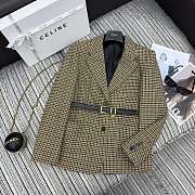 Okify Celine Houndstooth Vest Jacket With A Belt  - 1