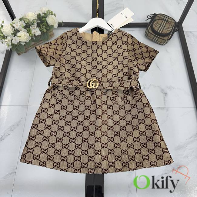 Okify Gucci Brown Dress For Kids - 1