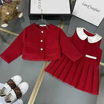 Okify CC Set Of Kid Dress And Jacket Red