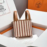 Okify Hermes Picotin Lock Bag Stripe Brown 18cm - 4