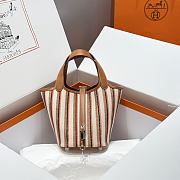 Okify Hermes Picotin Lock Bag Stripe Brown 18cm - 1