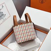 Okify Hermes Picotin Lock Bag Plaid Brown 18cm - 4