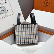 Okify Hermes Picotin Lock Bag Plaid Black 18cm - 3