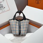 Okify Hermes Picotin Lock Bag Plaid Black 18cm - 1