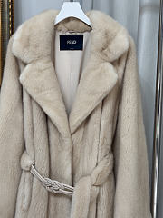 Okify Fendi Long Fur Coat Beige  - 5
