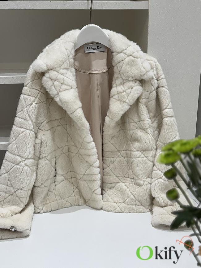 Okify Dior Fur Coat White  - 1