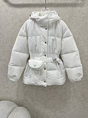 Okify Prada White Goose Down Jacket With Waist Bag For Women - 1