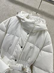 Okify Prada White Goose Down Jacket With Waist Bag For Women - 6
