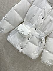 Okify Prada White Goose Down Jacket With Waist Bag For Women - 3