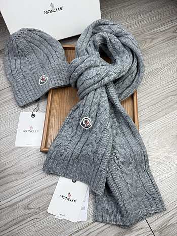 Okify Moncler Set Gray Beanie And Scarf 1