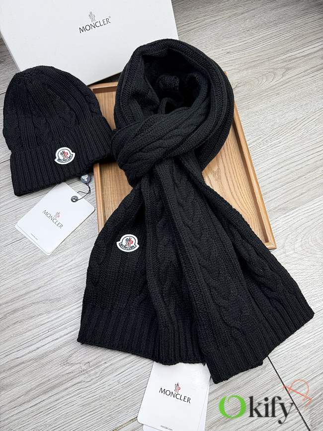 Okify Moncler Set Black Beanie And Scarf 1 - 1