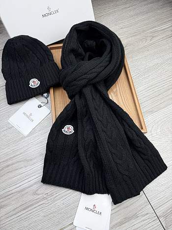 Okify Moncler Set Black Beanie And Scarf 1