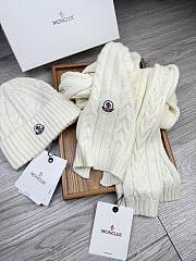 Okify Moncler Set White Beanie And Scarf 1 - 2