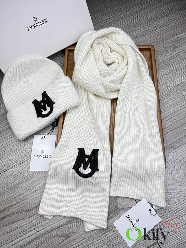 Okify Moncler Set White Beanie And Scarf 2 - 1