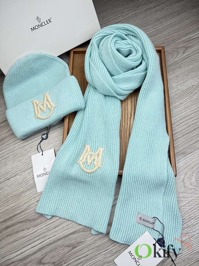 Okify Moncler Set Blue Beanie And Scarf 2 - 1