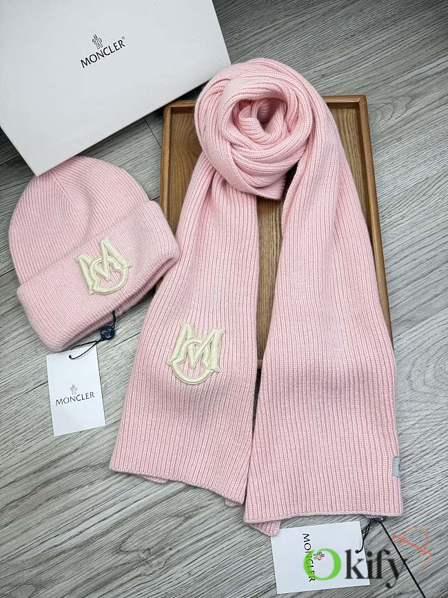 Okify Moncler Set Pink Beanie And Scarf 2 - 1