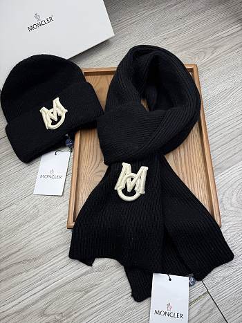 Okify Moncler Set Black Beanie And Scarf 2