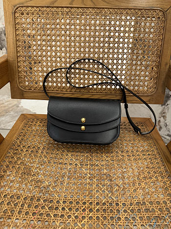 Okify Celine Due Wallet On Strap In Shiny Calfskin Black 20x13x6cm