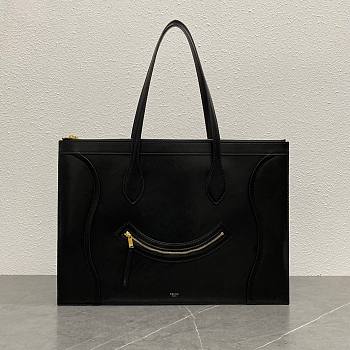 Okify Celine Flat Cabas New Luggage Bag In Glossy Calfskin Black 44.5x31.5x0.5cm