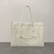 Okify Celine Flat Cabas New Luggage Bag In Glossy Calfskin White 44.5x31.5x0.5cm - 1