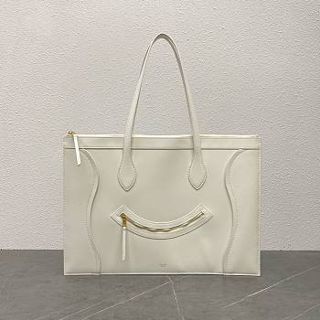 Okify Celine Flat Cabas New Luggage Bag In Glossy Calfskin White 44.5x31.5x0.5cm