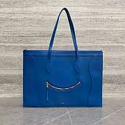 Okify Celine Flat Cabas New Luggage Bag In Glossy Calfskin Blue 44.5x31.5x0.5cm - 1