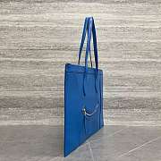 Okify Celine Flat Cabas New Luggage Bag In Glossy Calfskin Blue 44.5x31.5x0.5cm - 2