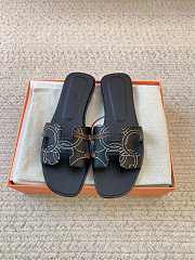 Okify Hermes Black Slides 26814 - 1