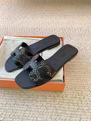 Okify Hermes Black Slides 26814 - 3