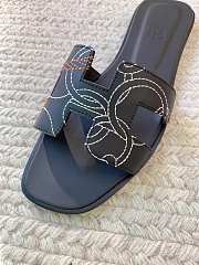Okify Hermes Black Slides 26814 - 2