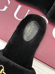 Okify Gucci Horsebit Women Wool Slippers Black - 2