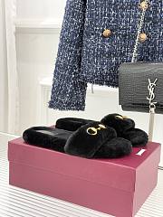Okify Gucci Horsebit Women Wool Slippers Black - 4