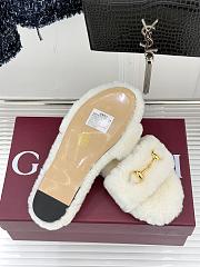 Okify Gucci Horsebit Women Wool Slippers White - 4