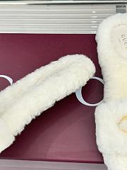 Okify Gucci Horsebit Women Wool Slippers White - 3