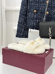 Okify Gucci Horsebit Women Wool Slippers White - 2