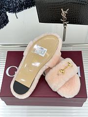 Okify Gucci Horsebit Women Wool Slippers Pink - 4