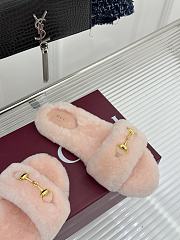 Okify Gucci Horsebit Women Wool Slippers Pink - 2