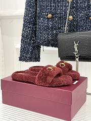 Okify Gucci Horsebit Women Wool Slippers Red - 4