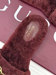 Okify Gucci Horsebit Women Wool Slippers Red - 5