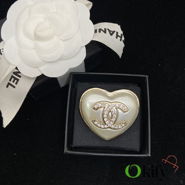 Okify CC Heart Shape Silver Brooch  - 1