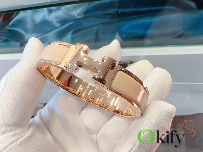 Okify Hermes Rose Gold Bracelet Beige  - 1