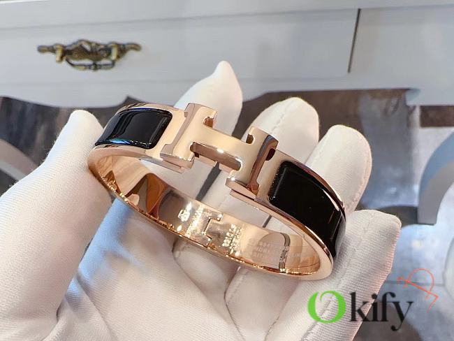 Okify Hermes Rose Gold Bracelet Black - 1