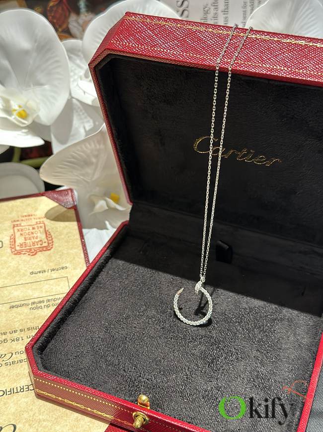 Okify Cartier Silver Nail Necklace With Diamonds - 1