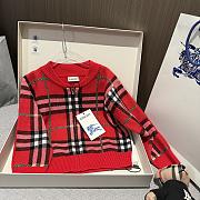 Okify Burberry Red Plaid Kid Sweater - 6