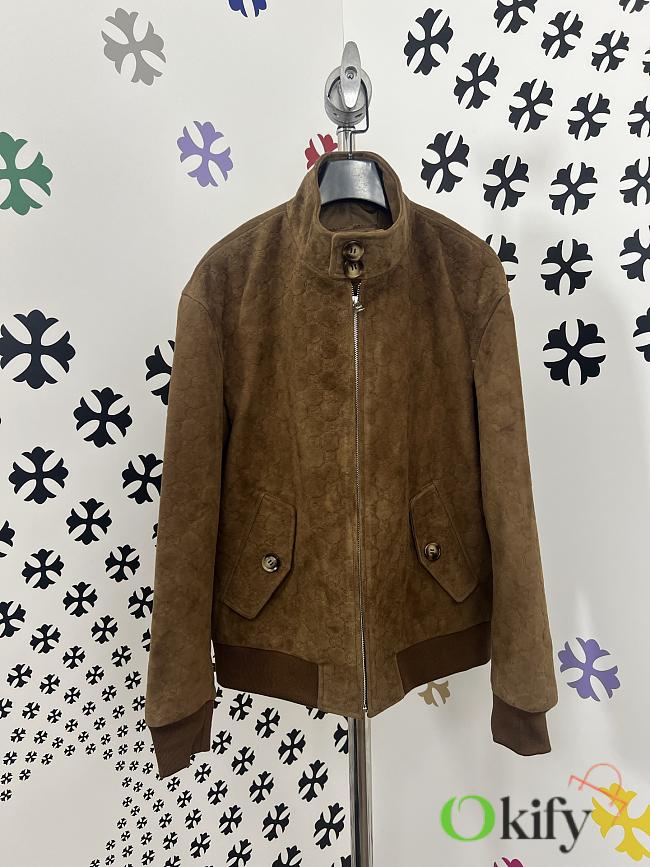 Okify Gucci Brown Suede Embossed Jacket - 1