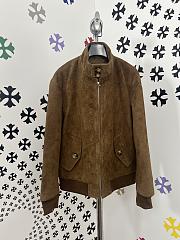 Okify Gucci Brown Suede Embossed Jacket - 1