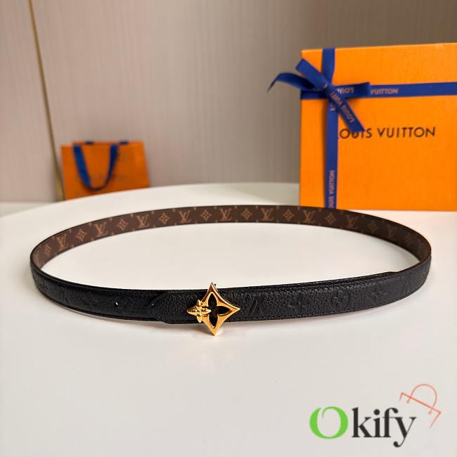Okify Louis Vuitton Black Belt Gold Hardware 2cm - 1