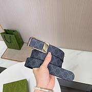 Okify Gucci Black Belt Silver Hardware 3.5cm - 2