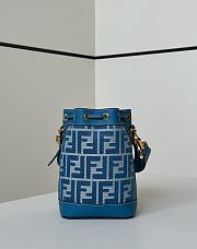 Okify Fendi Mon Tresor Bucket Bag Blue 18x14x12cm - 3