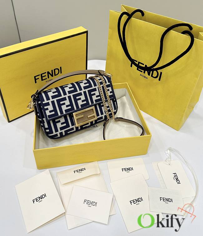 Okify Fendi Baguette Bag Dark Blue 20x11x5cm - 1